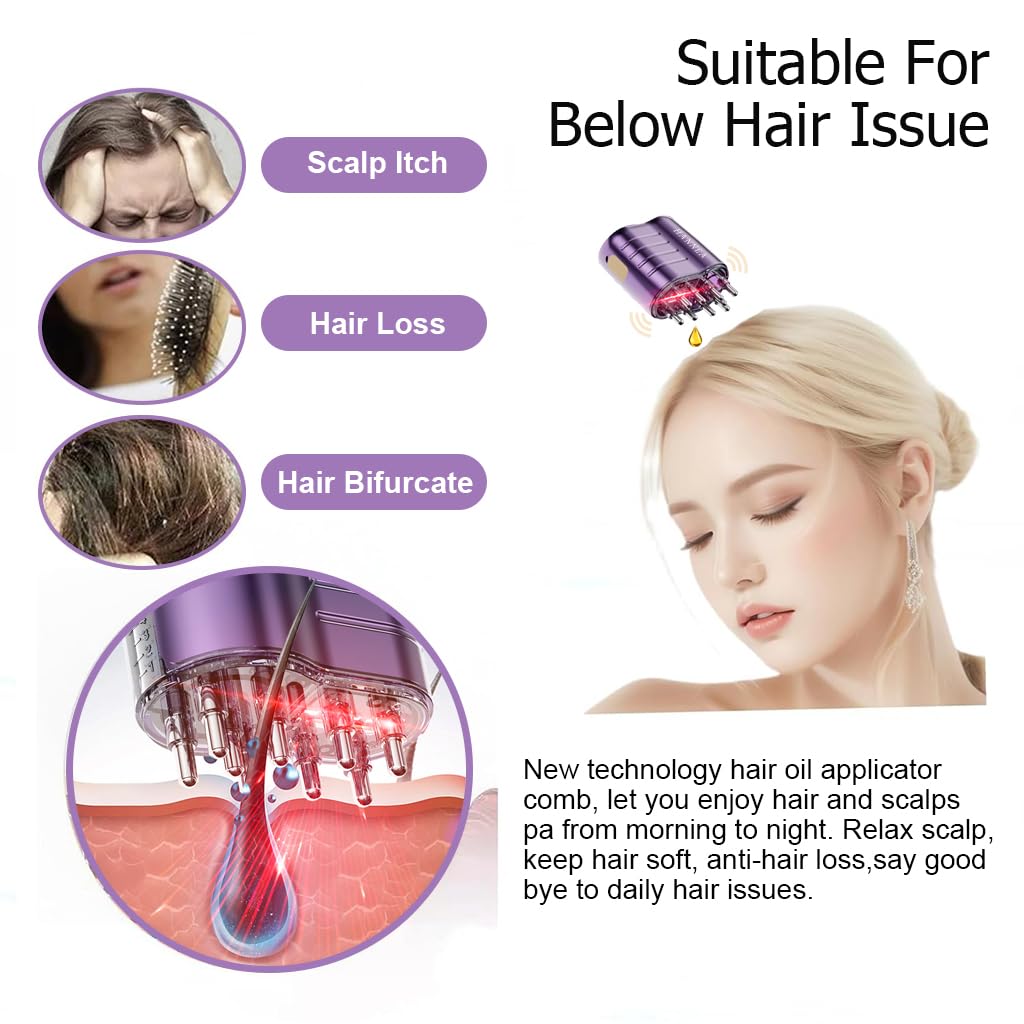 HANNEA 2 in 1 Hair Oiling Applicator&Scalp Oil Applicator, Electric Hair Oil Applicator for Hair Growth, Oil Massager for Scalp With LED Red Light Therapy, 10 ML HANNEA 2 in 1 Hair Oiling Applicator&Scalp Oil Applicator, Electric Hair Oil Applicator for Hair Growth, Oil Massager for Scalp With LED Red Light Therapy, 10 ML
